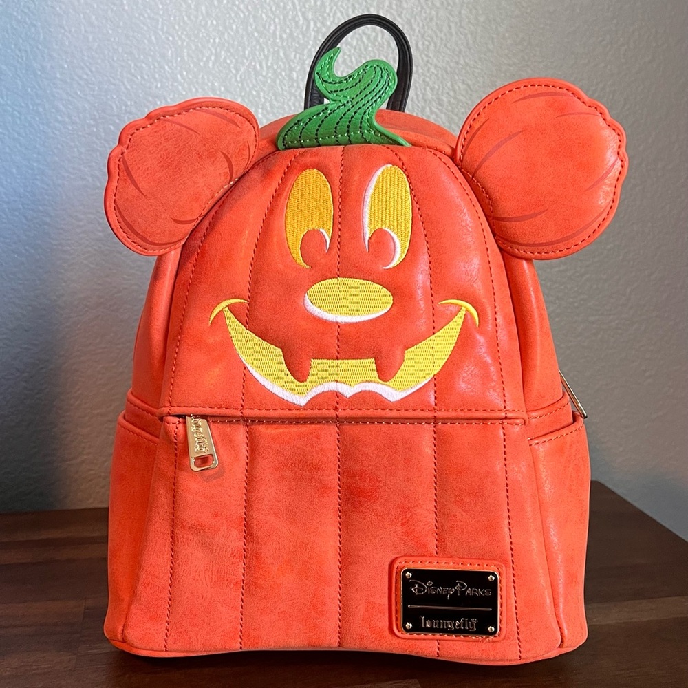 LOUNGEFLY Disney Mickey Mouse Jack-O-Lantern Mini Backpack NWT